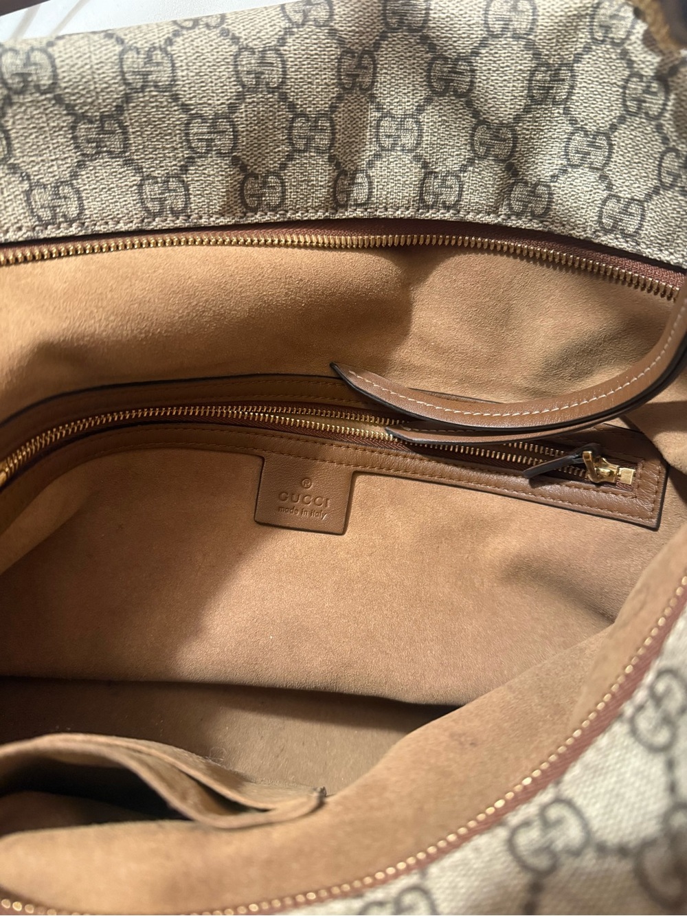 Gucci Brown GG Supreme Canvas Tote with Gold Chain Strap - Picture 3 of 11